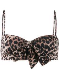 bow leopard print bikini top
