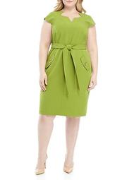 Plus Size Crepe Belted Waist Dress