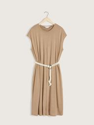 Solid Midi Dress with Rope Belt - Addition Elle