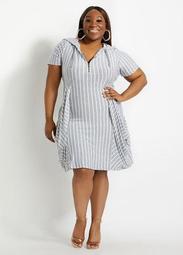 Striped Hoodie Knit Mini Dress