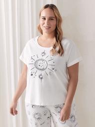 Printed Cotton Pajama T-Shirt - Addition Elle