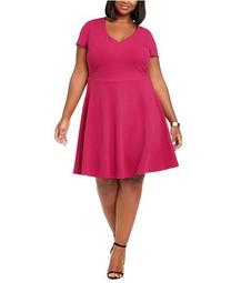 Trendy Plus Size Bow-Back Skater Dress, Created for Macy's