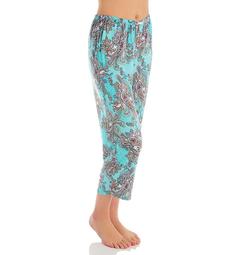 Ellen Tracy Turquoise Damask Cropped Pant 8622914