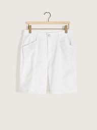Buttoned White Denim Short - Addition Elle