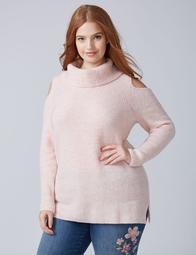 Cold-Shoulder Cowl-Neck Sweater