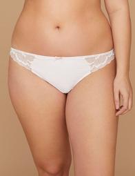 Fast Lane Two-Tone Lace & Mesh Thong Panty with Split Gusset