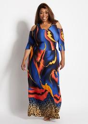 Flame & Animal Print Maxi Dress