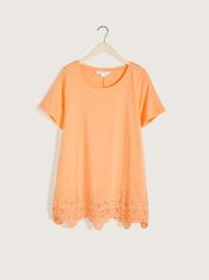 Solid A-Line Top with Eyelet Trim - In Every Story