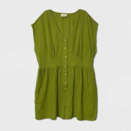 Women's Plus Size Short Sleeve Romper - Universal Thread™ Green
