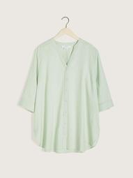 Button-Down 3/4 Sleeve Linen Blouse - In Every Story