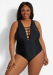 Plus Size YMI Cage Solid One-Piece