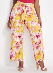 Belted Floral High Waist Pant