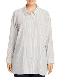 Pinstriped Silk Button-Front Shirt