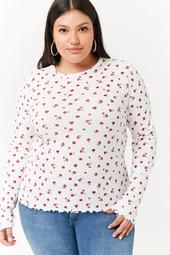 Plus Size Floral Ribbed Top