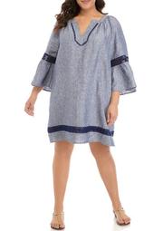 Plus Size Bell Sleeve Crochet Peasant Dress