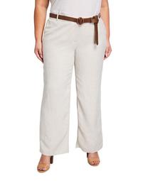 Plus Size Wide-Leg Belted Pants