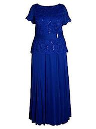 Plus Pleated Lace Gown