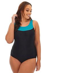 Paneled Top Sports Swimsuit