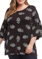 Plus Size Embroidered Side Slit Top