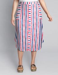 Striped Crepe Midi Skirt