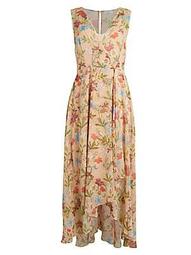 Floral Chiffon High-Low Wrap Dress
