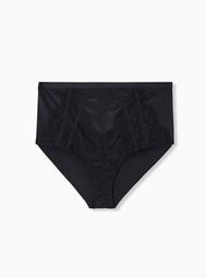 Black Microfiber & Lace Strappy 360° Smoothing Brief Panty