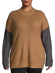 Plus Colorblock Textured Sweater