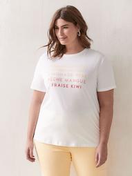 Cotton T-Shirt with Placement Print - Addition Elle