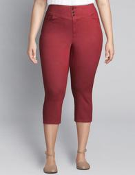 Signature Fit High-Rise 3-Button Pedal Jegging - Red