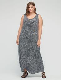 Dotted Faux-Wrap Maxi Dress