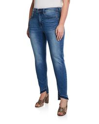 Plus Size Tummyless High-Rise Uneven-Hem Skinny Jeans
