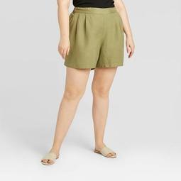 	Women's Plus Size Linen Pull-On Shorts - A New Day™