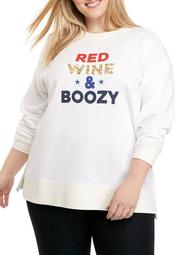 Plus Size Long Sleeve Crew Neck Sweeper Graphic Pullover