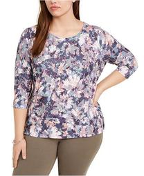 Plus Size Printed Textured Tie-Back Top