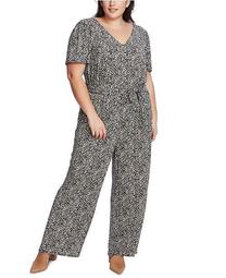 Plus Size Printed Belted Jumpsuit