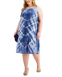 Plus Size Tie-Dyed Drop-Waist Dress, Created for Macy's