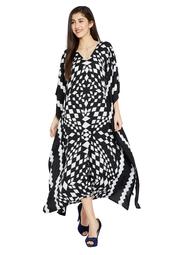 Black and White Kaftans for Women Geometric Plus Size Kaftan Dresses Women's Long Maxi Ladies Kimono Online by Oussum