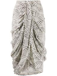 batik-print draped skirt