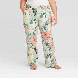 Women's Plus Size Floral Print Beautifully Soft Pajama Pants - Stars Above™ Mint