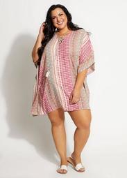 Dalin Abstract Lace Up Cover Up