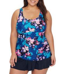 Maxine of Hollywood Womens Plus Size April Flower Swimdress Style-MW0H377