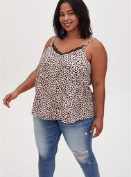 Sophie - Leopard Satin Charmeuse Swing Cami