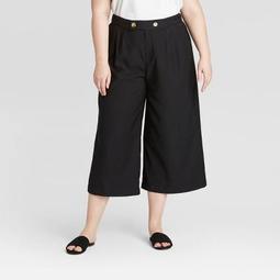 Women's Plus Size High-Rise Cropped Trousers - Who What Wear™ Black