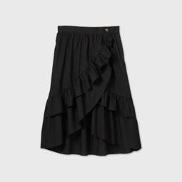 Women's Plus Size Wrap A-Line Midi Skirt - Who What Wear™ Black