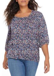 Plus Size Dainty Blossom Peasant Knit Top