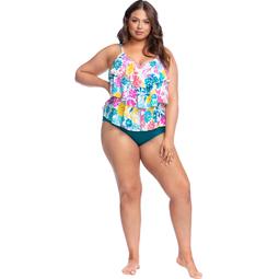 Kenneth Cole Women's Plus Size Triple-Tier Tankini Top By Kenneth Cole Reaction