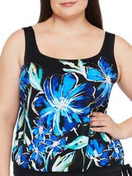 Maxine of Hollywood Womens Plus Size In Cool Bloom Blouson Tankini Top Style-MW0B067