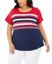 Plus Size Isabella Striped Top, Created for Macy's
