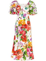 floral print ruffle sleeves dress