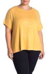 Ribbed Detail Short Sleeve Top (Plus Size)